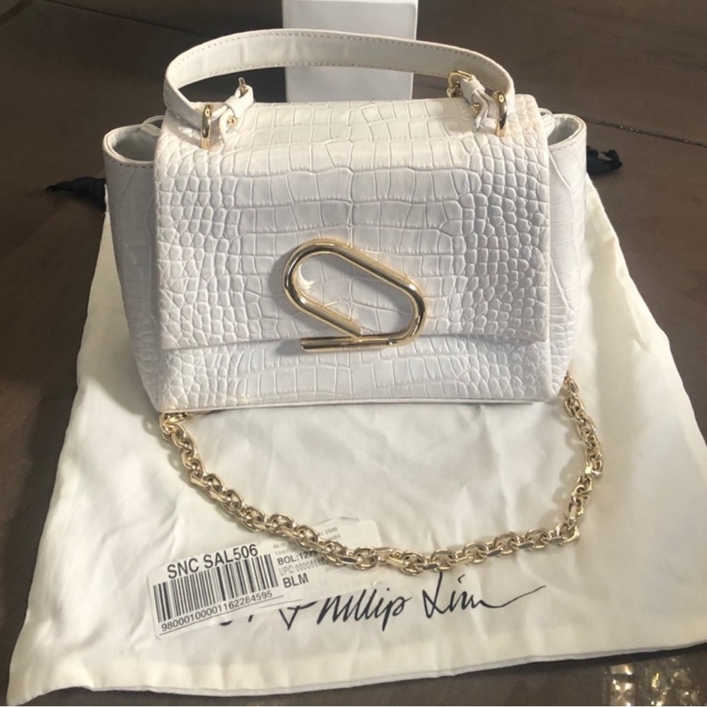 3.1 Phillip Lim White Croc Alix Soft Chain Bag